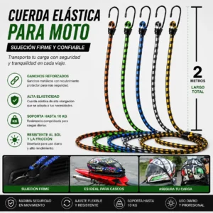 Pulpo de Amarre Elástico 145 cm para Moto y Auto | Sujetador de Carga Reforzado con Ganchos Metálicos