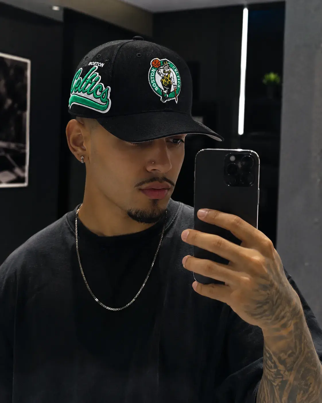 Gorra Boston Celtics Negra Snapback Visera Curva Logo Bordado Ajustable Premium - Image 7