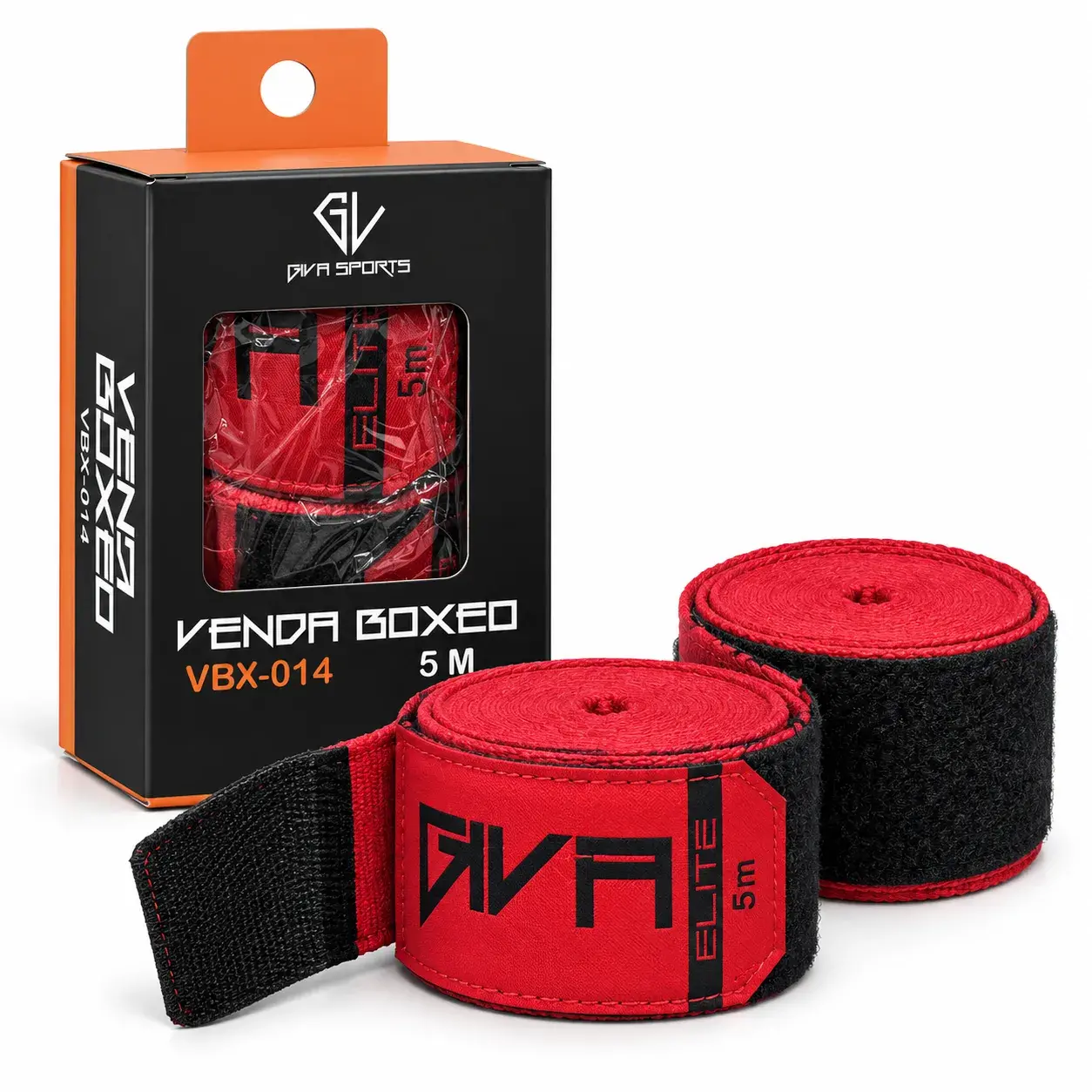 Pack de vendas de boxeo GIVA Elite VBX-014 rojas con empaque