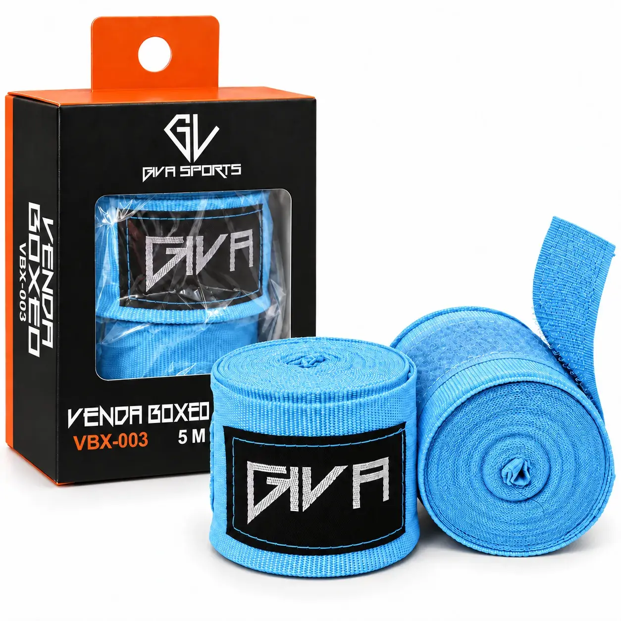 Venda de boxeo GIVA Sports VBX-003 azul claro de 5 metros, pack por par